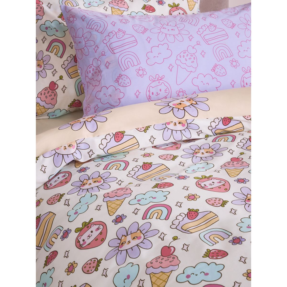 Housse de couette/taies d’oreiller, lot 2 personnage kawaii, NEXT