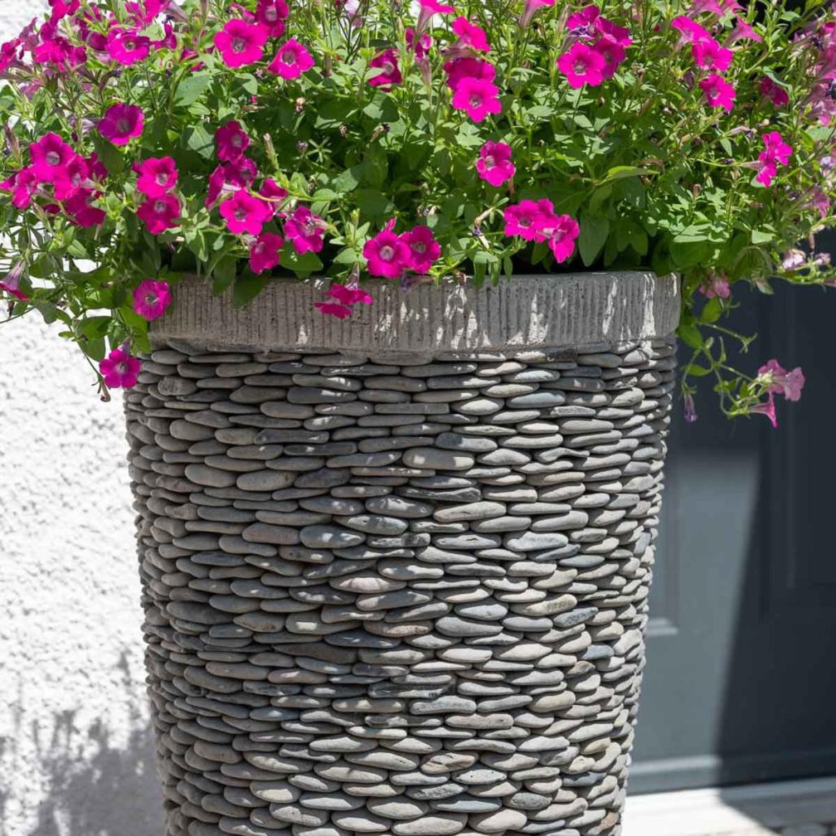 Pot bac jardinière galet conique rond jardin extérieur 80cm ZEN gris, WANDA COLLECTION