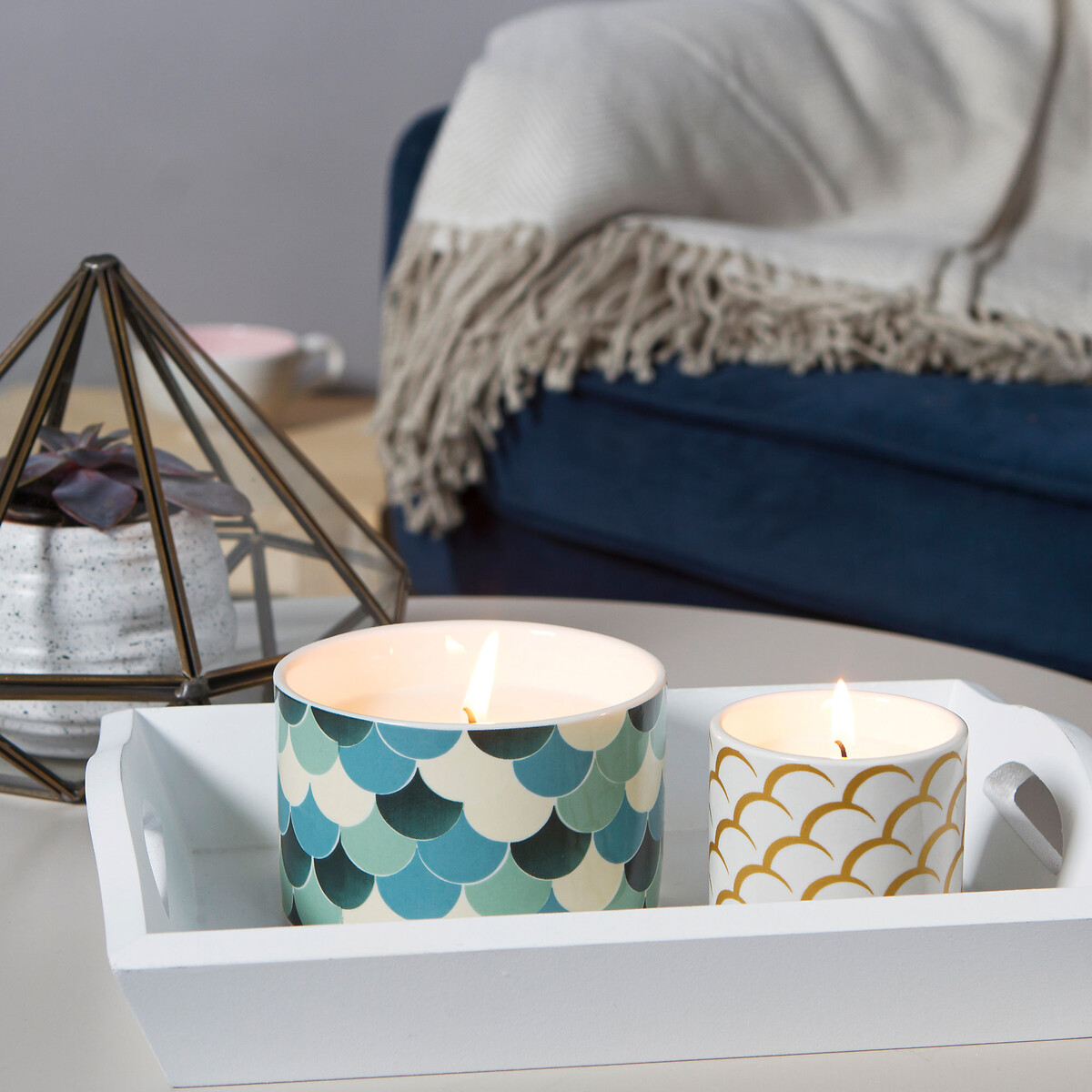 Fired Earth Medium Ceramic Green Tea and Bergamot Candle multi-coloured, WAX LYRICAL