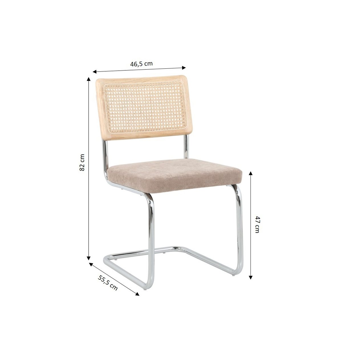 Chaises cannage pieds métal (lot de 2) ELLA marron, BAÏTA