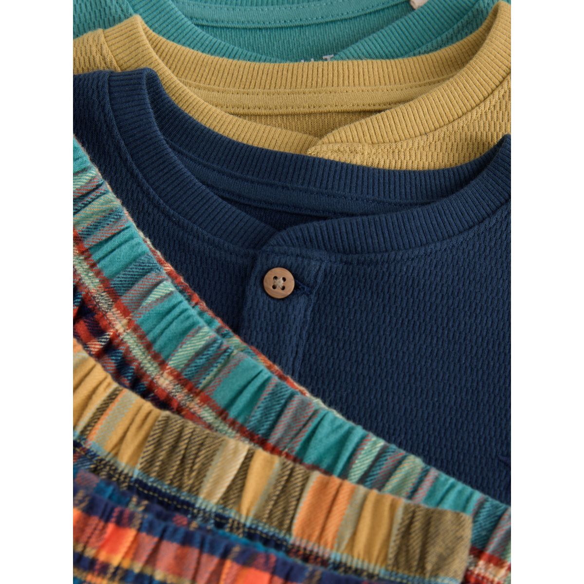 Bas de pyjama tissé à carreaux, lot 3 bleu marine/ocre/turquoise, NEXT