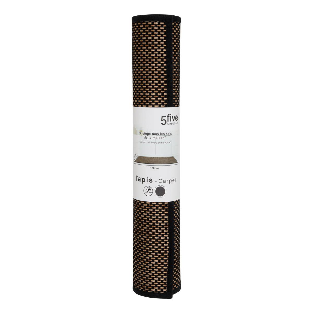 Tapis anti-dérapant tissu chiné 45x120cm gris, 5FIVE SIMPLY SMART