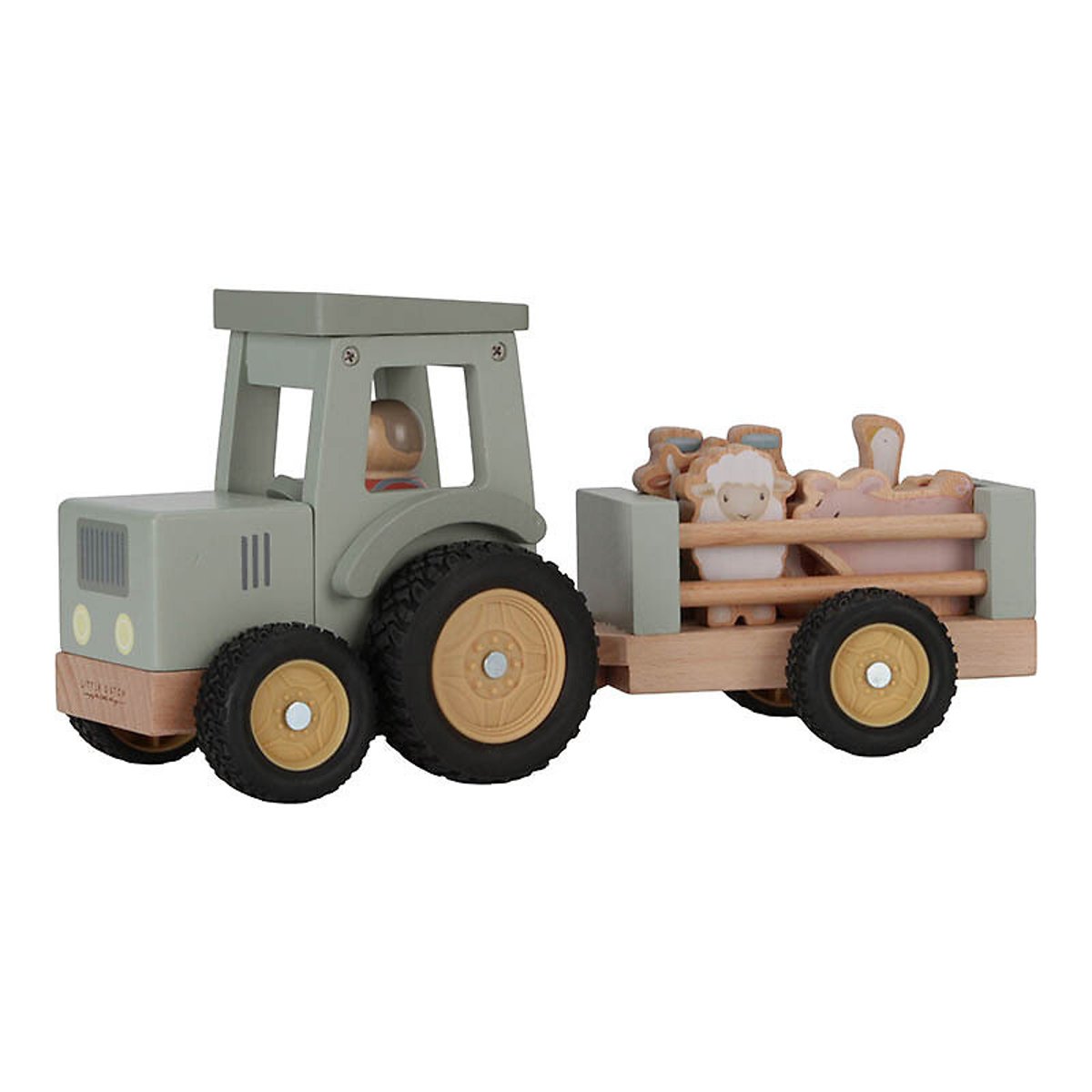 Jouet en bois tracteur avec remorque multicolore, LITTLE DUTCH