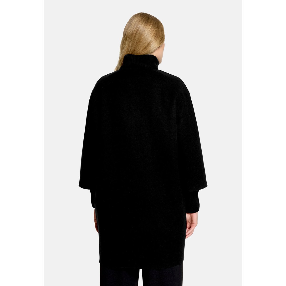 Manteau en laine à détails tricotés noir, BETTY BARCLAY