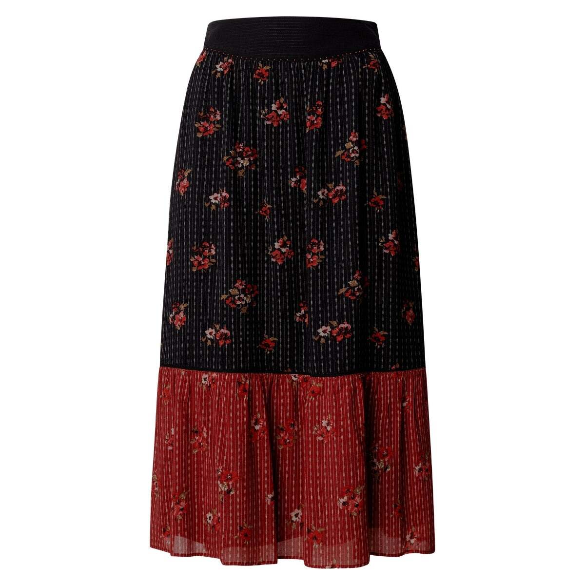 Jupe Midi À Imprimé Floral noir, PEPE JEANS