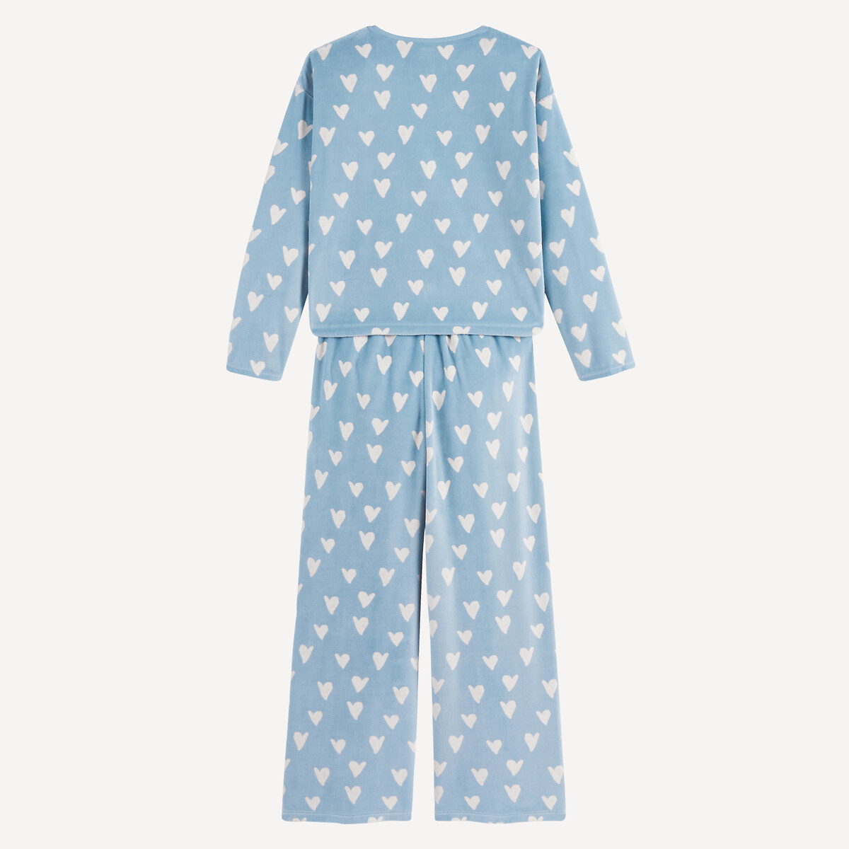 Pyjama velours, imprimé coeurs bleu/blanc, LA REDOUTE COLLECTIONS