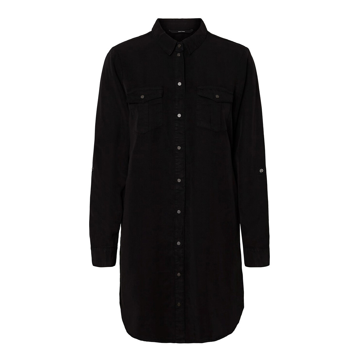 Vestido-camisa com molas de pressão preto , VERO MODA