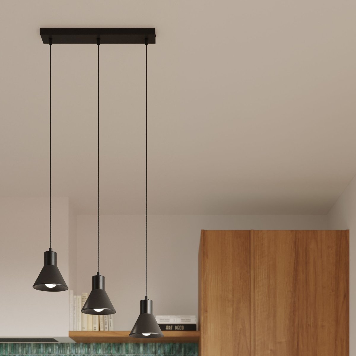 Suspension Acier Noir E27 3 Taleja noir, EDEN