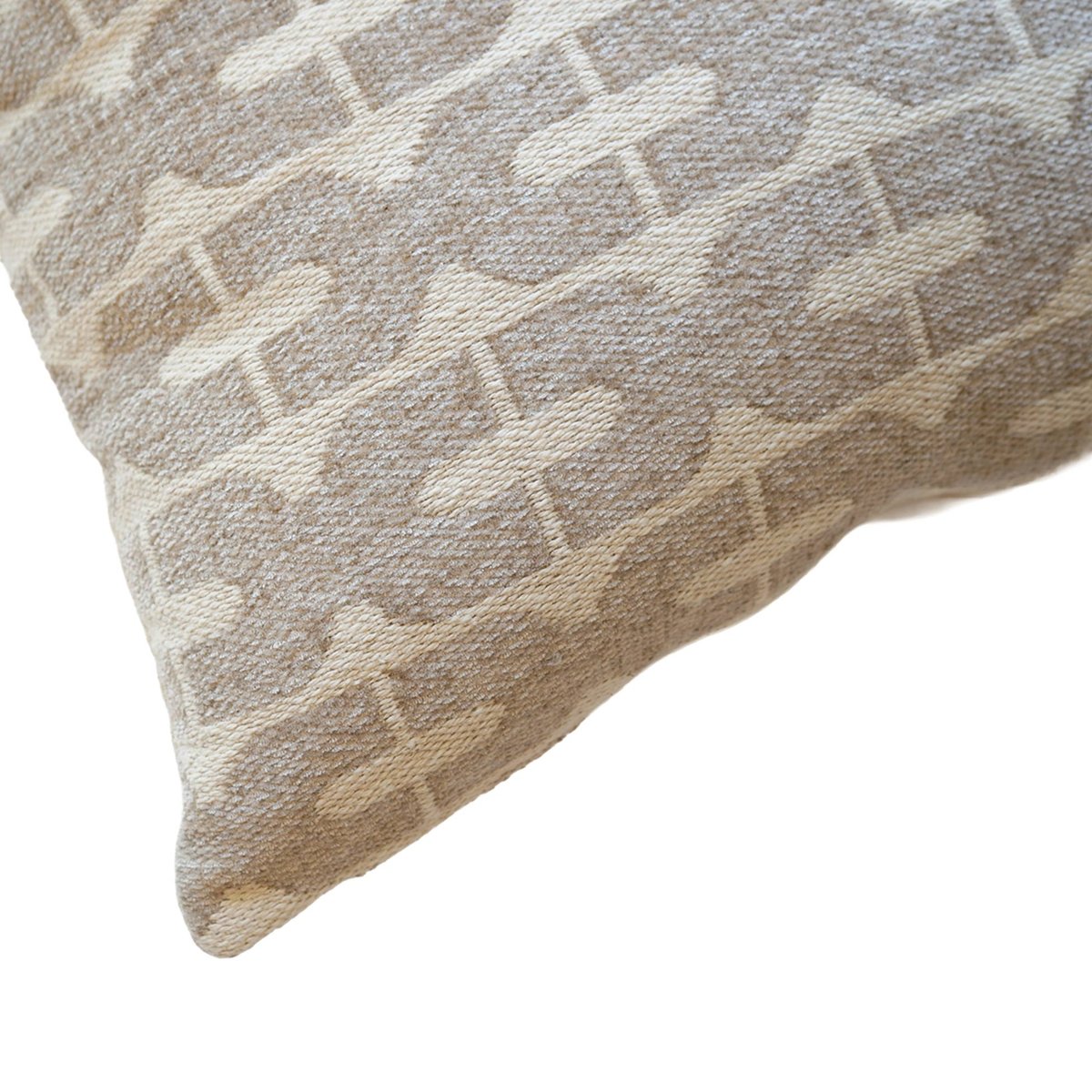 Coussin décoratif déhoussable en jacquard à motif géométrique naturel, DOUCEUR D'INTÉRIEUR