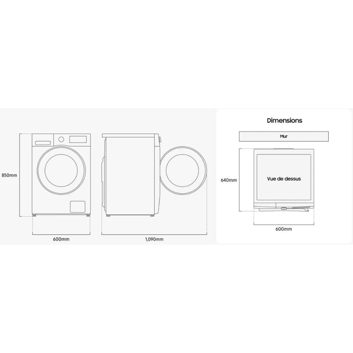 Lave linge hublot WW11DG5B25AB Bespoke AI couleur unique, SAMSUNG