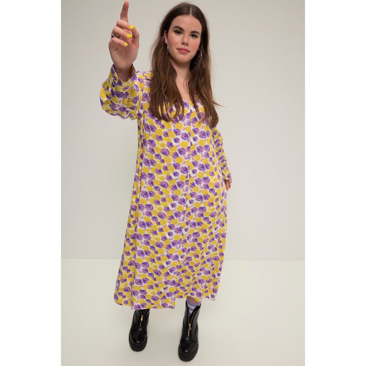 Robe maxi trapèze à imprimé intégral. lavande, STUDIO UNTOLD