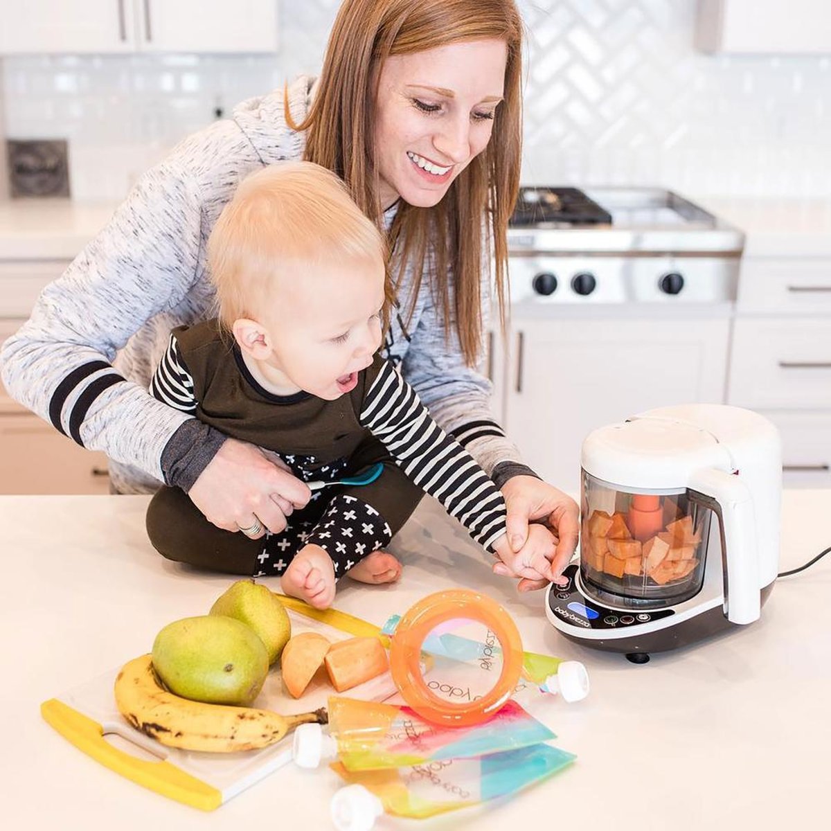 Robot mixeur et cuiseur Food Maker Deluxe blanc, BABY BREZZA