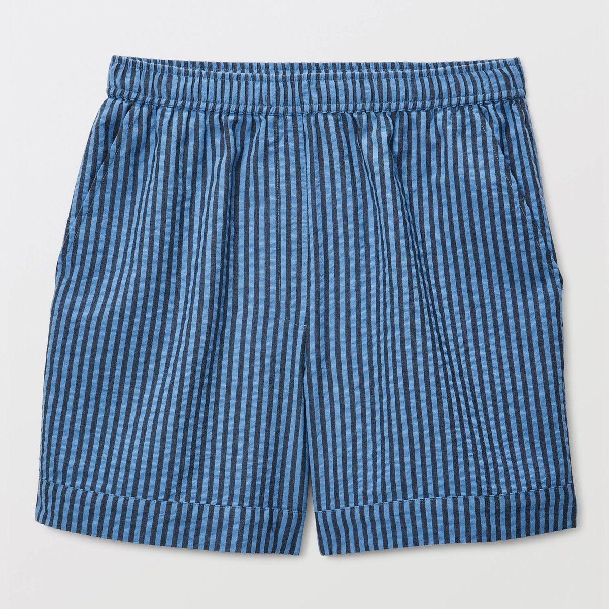Short rayé élastiqué en coton tornade, MONOPRIX