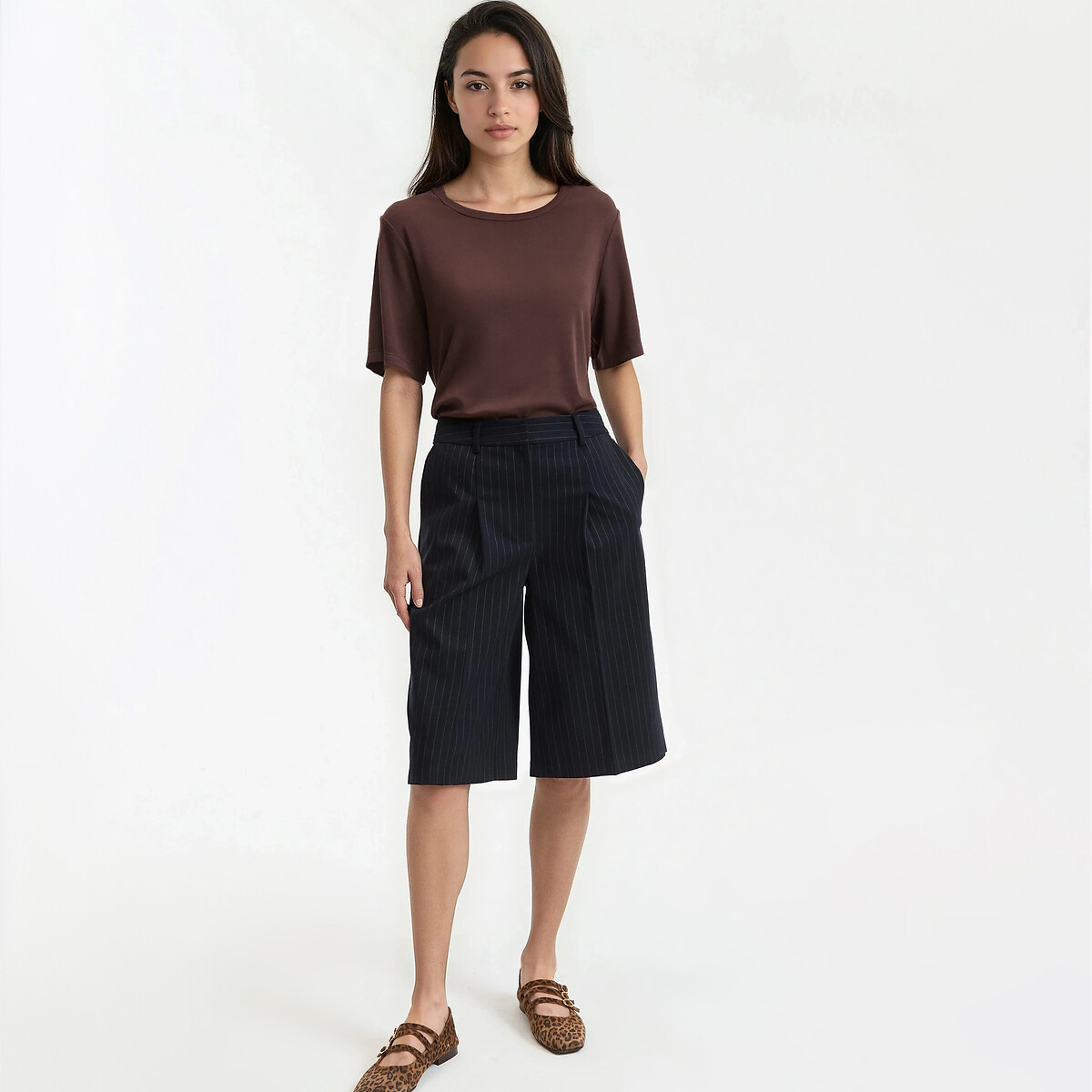 Short Sleeve Crew Neck T-Shirt brown, LA REDOUTE COLLECTIONS