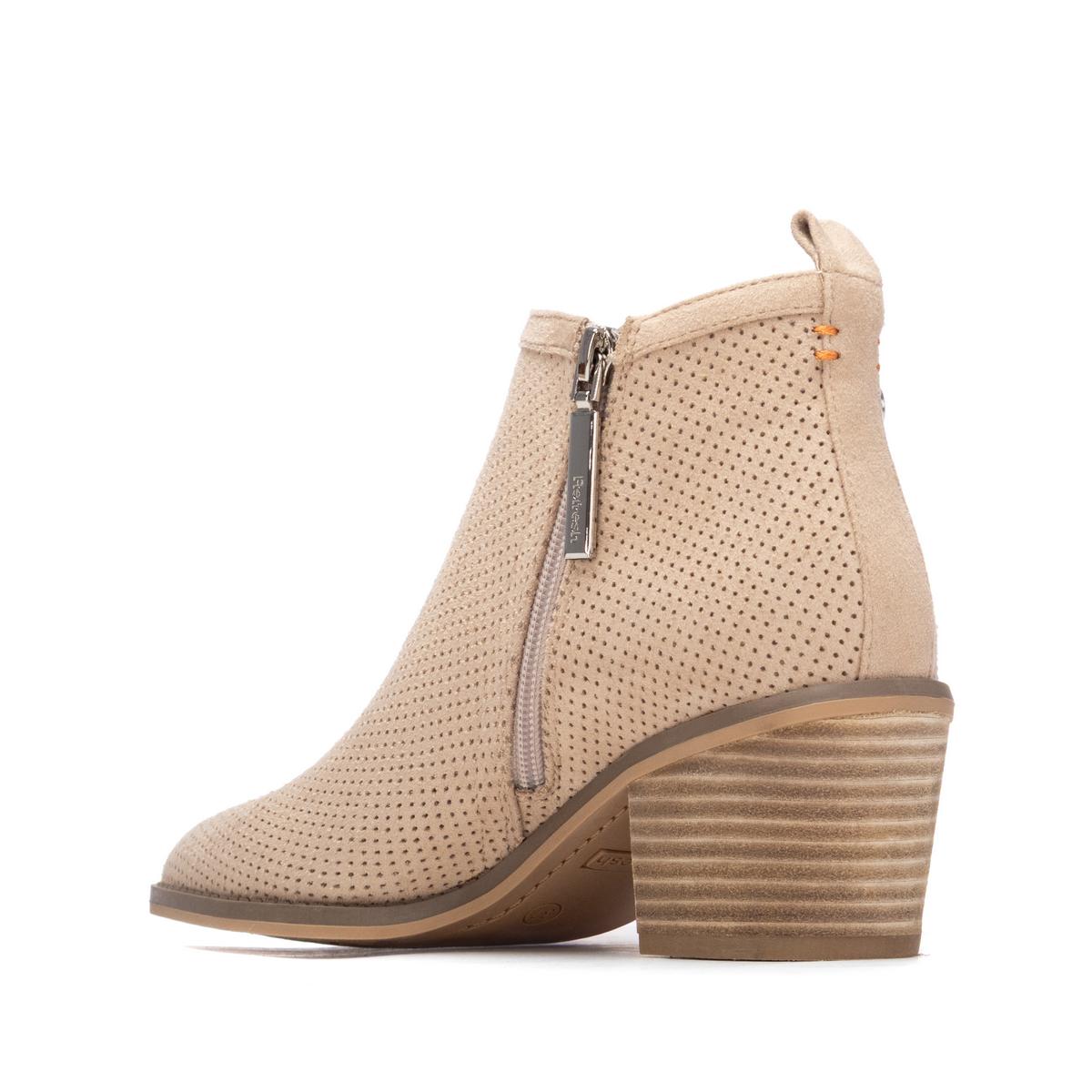Bottine Talon Décontractée Fermeture éclair beige, REFRESH