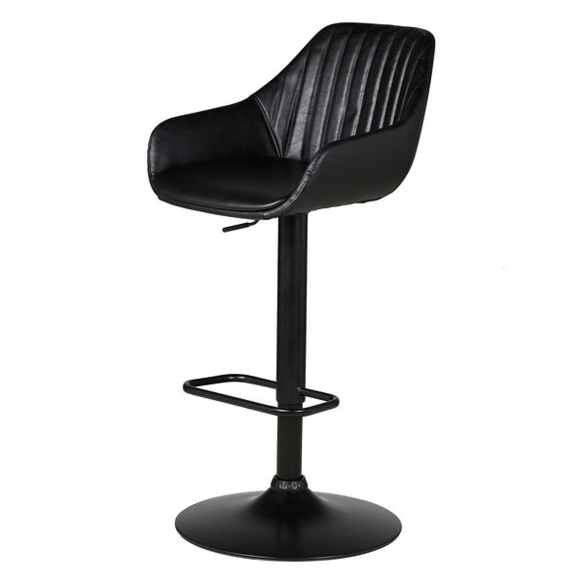 Chaise plan de travail pivotante noire pied piston Moss noir carbone, ZAGO