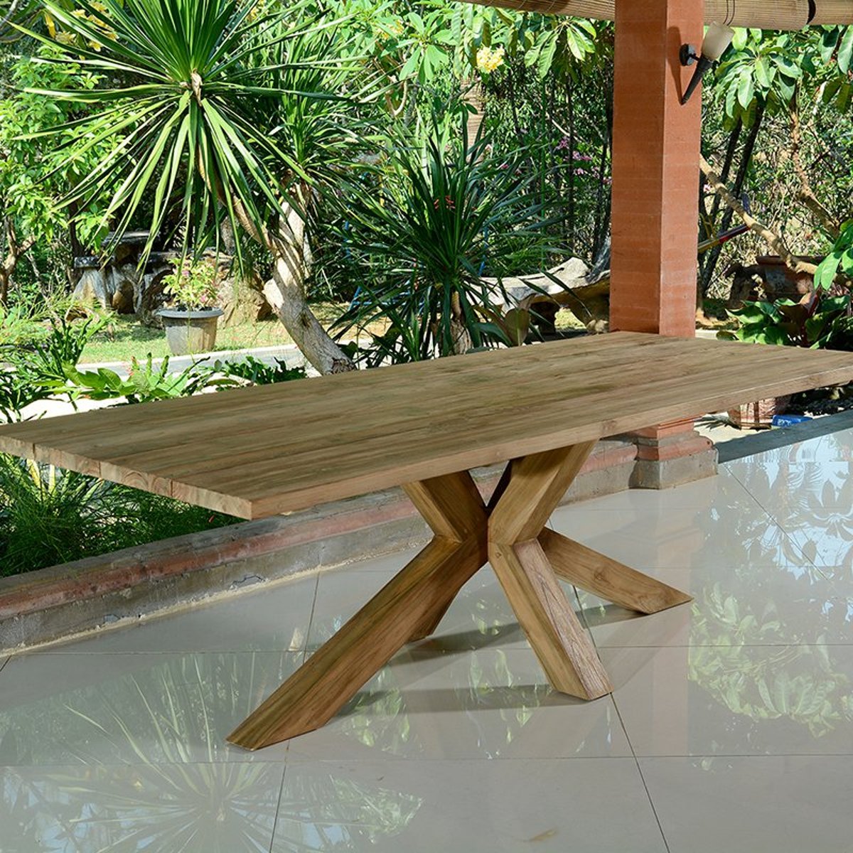 Table en teck recyclé 240 cm - CONCEPTUAL naturel, GECKO JARDIN