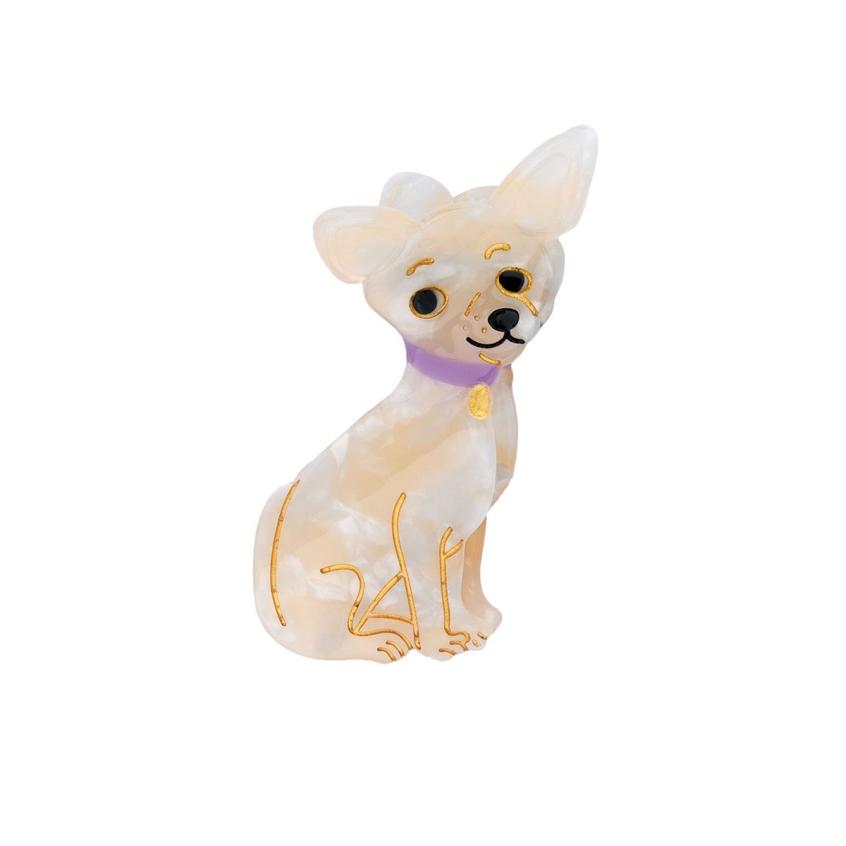 Pince à cheveux CHIHUAHUA beige irisé, COUCOU SUZETTE