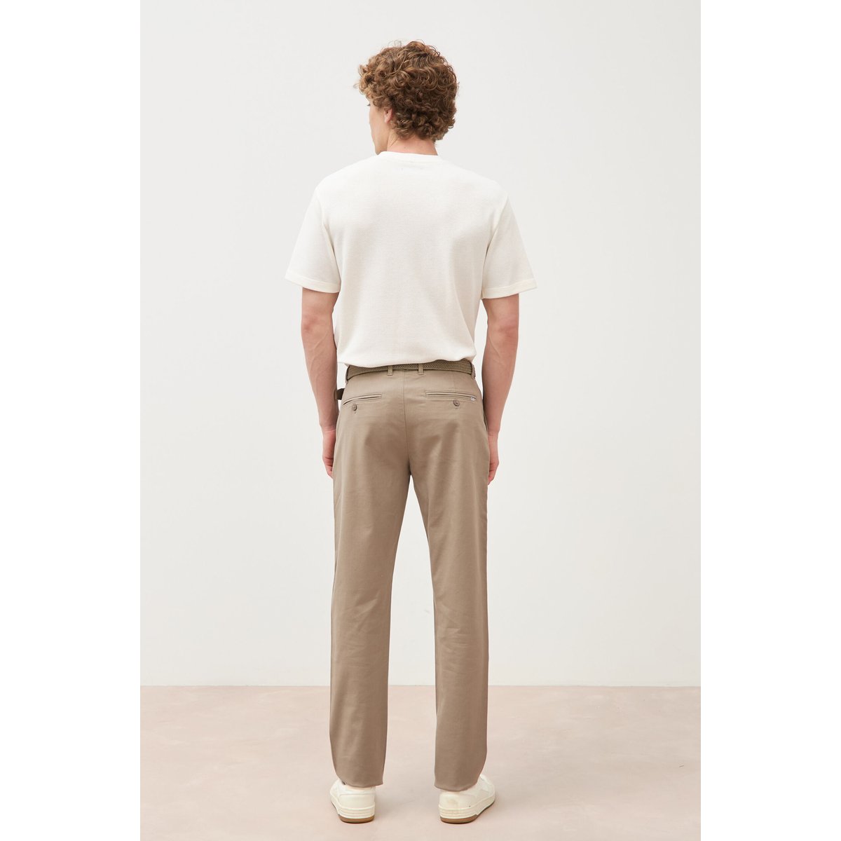 Pantalon straight longueur 32 ceinture taupe, BONOBO