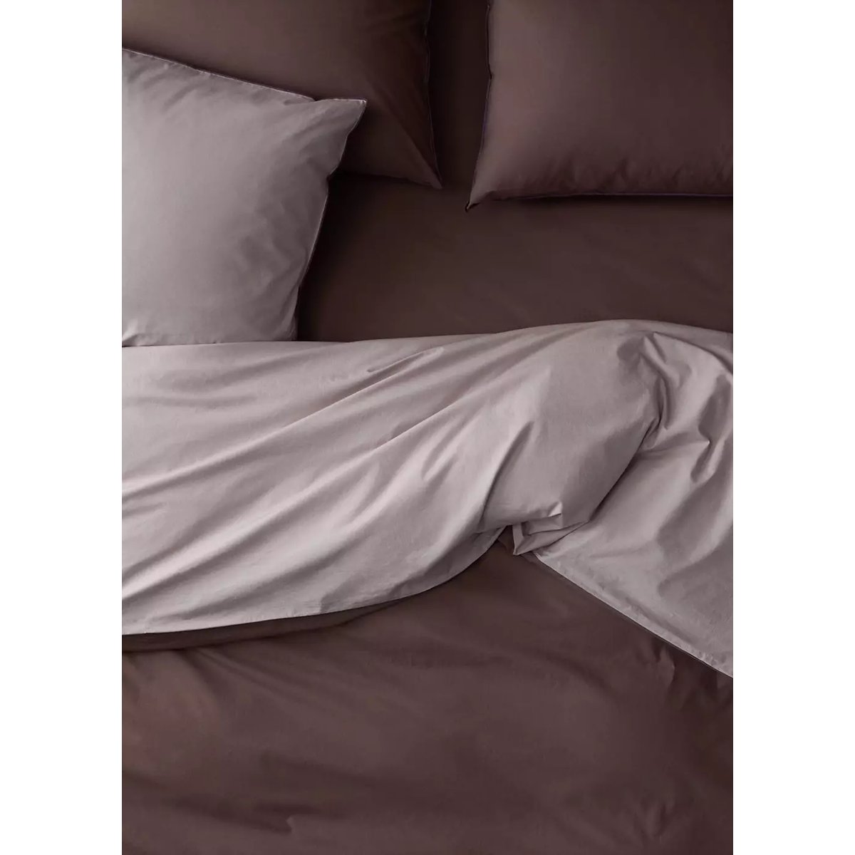Housse de couette en percale de coton 100 % Lit 150/160 cm marron, MANGO HOME