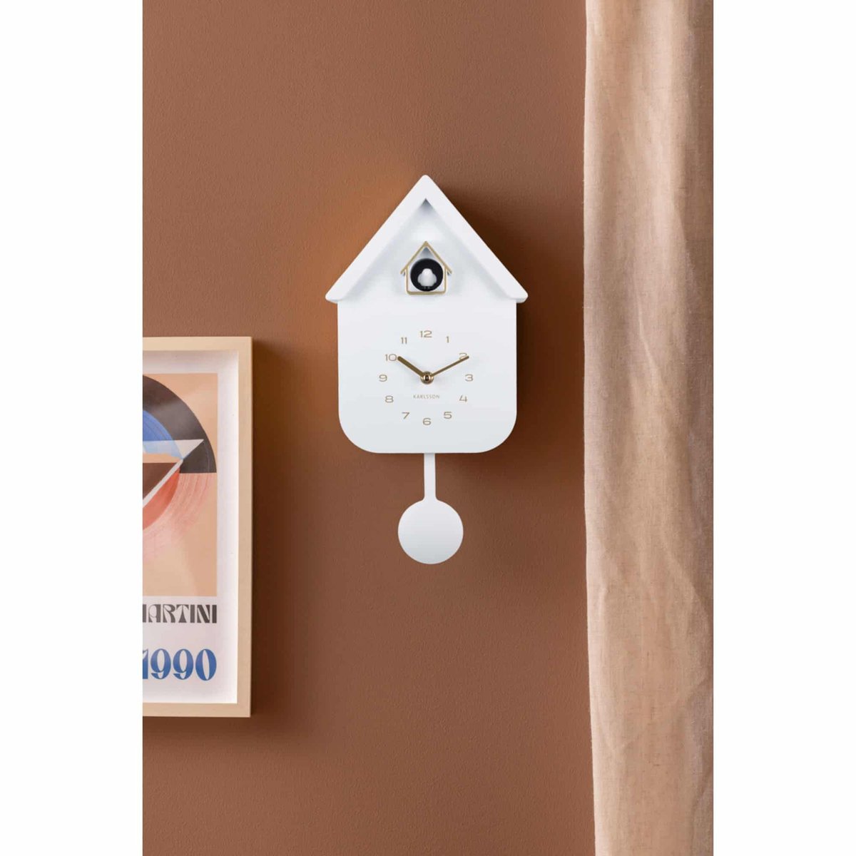 Horloge Murale Plastique SOLO COLOR CUCKOO blanc, KARLSSON