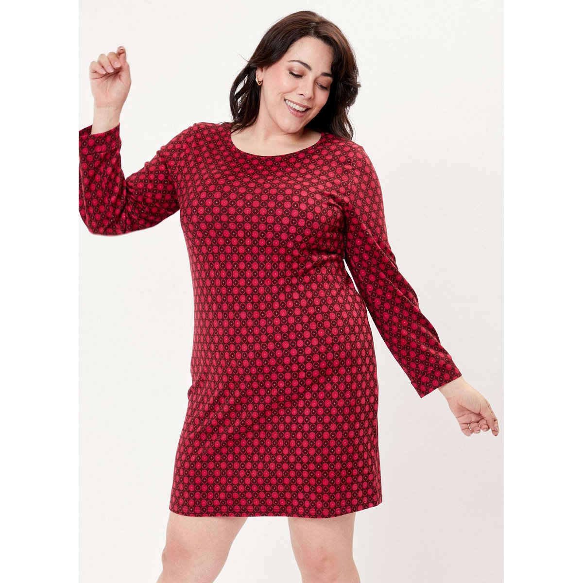 Robe droite imprimée UDDI marron chocolat, LA FIANCÉE