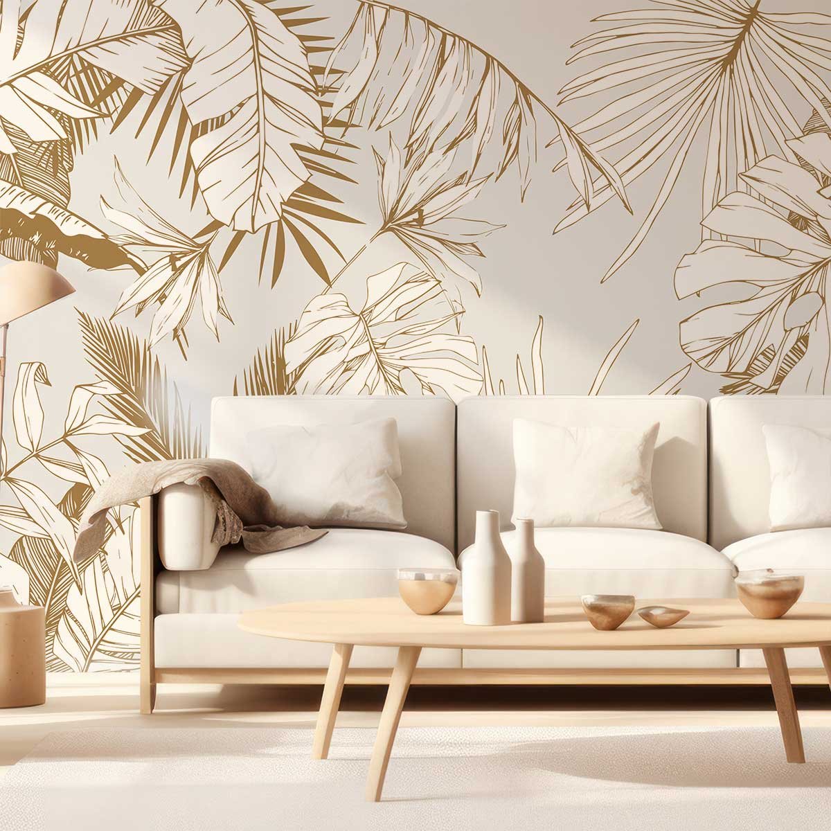 Papier peint coco beige intissé, HEXOA