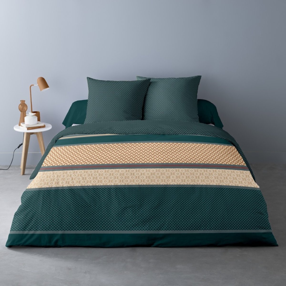 Housse de couette 240x220 LEVI + 2 taies matière Polaire multicolore, DECORATIE