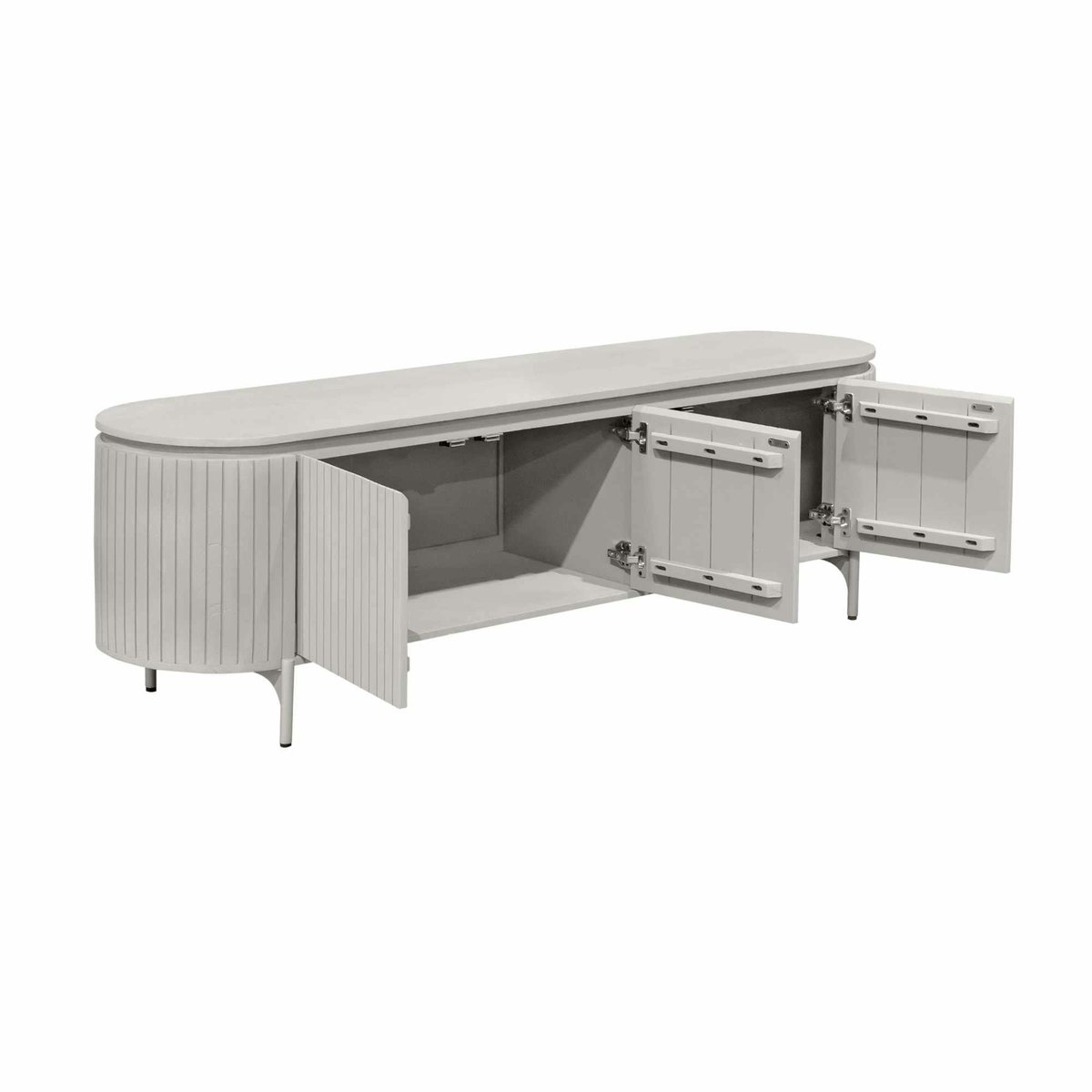 Meuble TV ovale en bois, 3 portes CALERO gris, PIER IMPORT