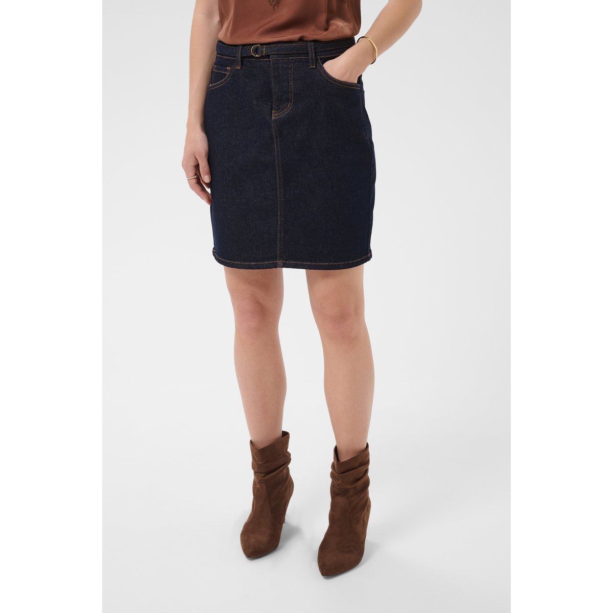 Jupe casual bleu chicago rinse blue denim tobac, CREAM