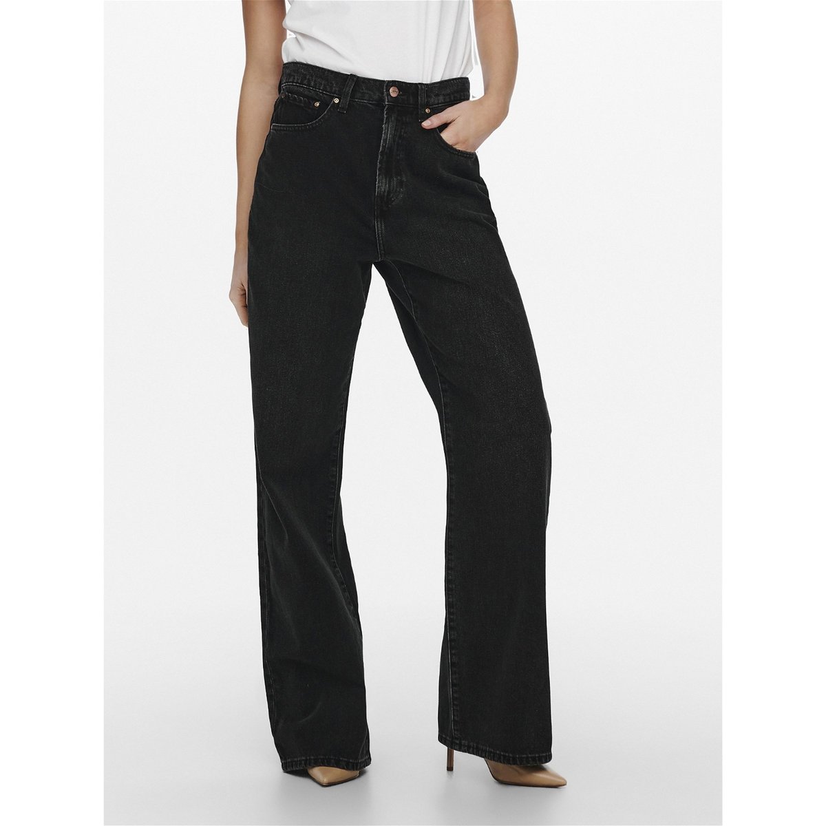 Jean À Jambe Large black denim, ONLY