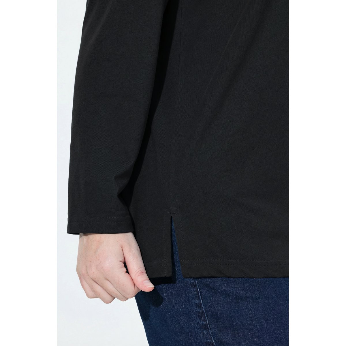 T-shirt décontracté à col rond et manches noir, ULLA POPKEN
