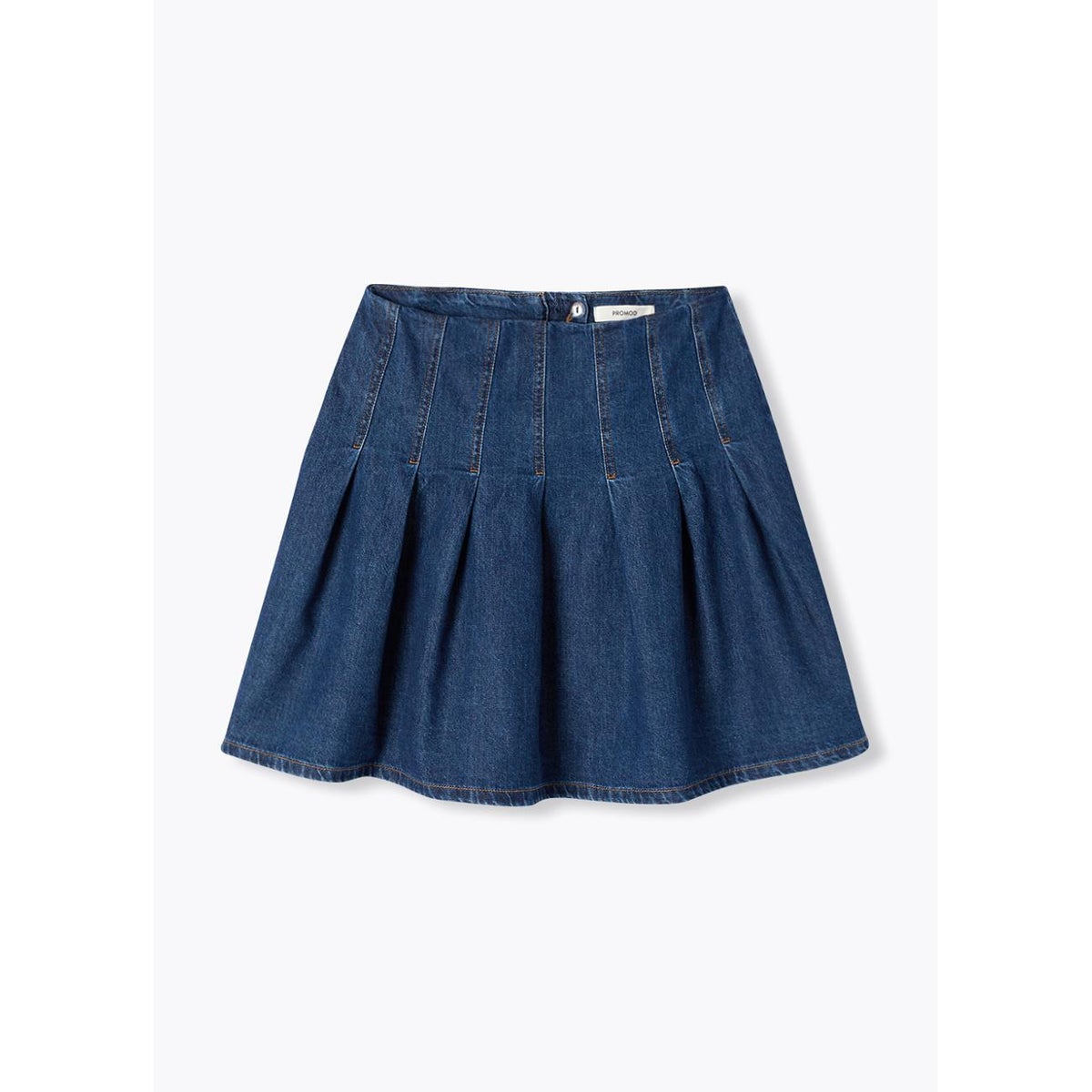 Jupe courte plissée en jean jean rinse, PROMOD