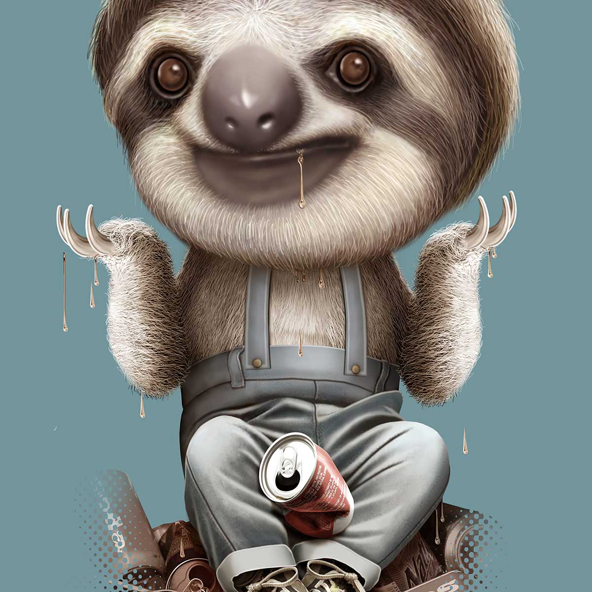 Affiche enfant les paresseux s'en fichent affiche seule, HEXOA