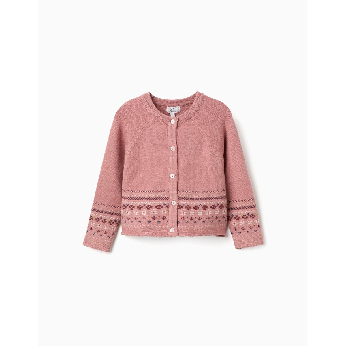 Gilet en maille avec motif jacquard rose, ZIPPY