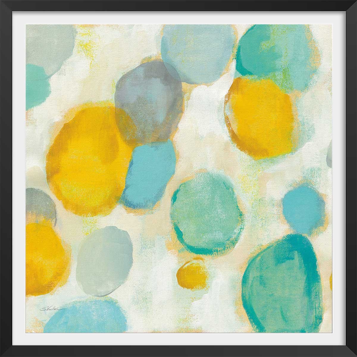 Poster watercolor circle affiche + cadre en bois - noir, HEXOA