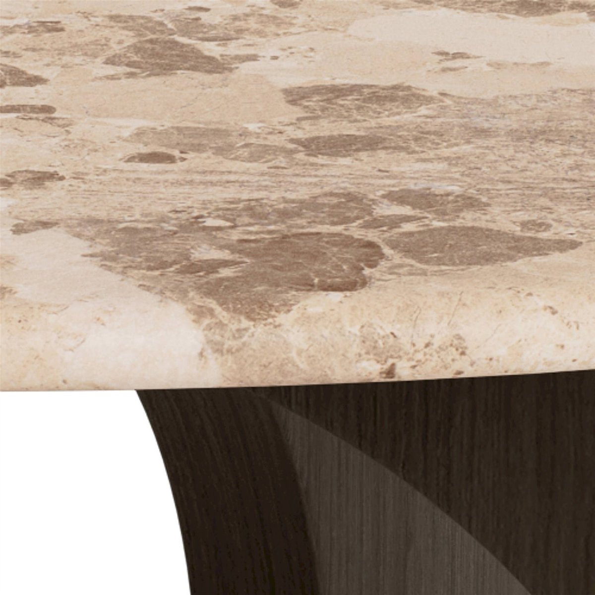 Table basse ronde en marbre DORSETT beige marbré et bois foncé, RECOLLECTION