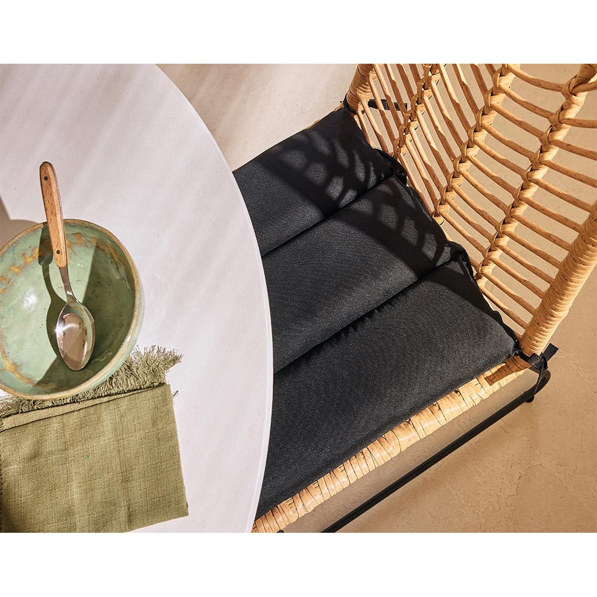 Lot de 4 chaises effet rotin, FORENZA noir / bois, BEST MOBILIER