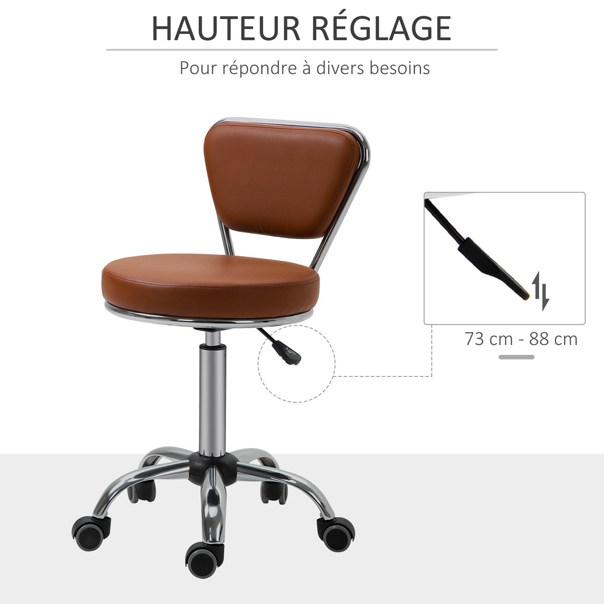 Tabouret de salon marron, HOMCOM