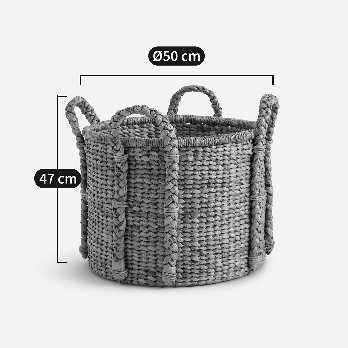 Panier rond en jacinthe d'eau 4 poignées, Tima naturel, AM.PM