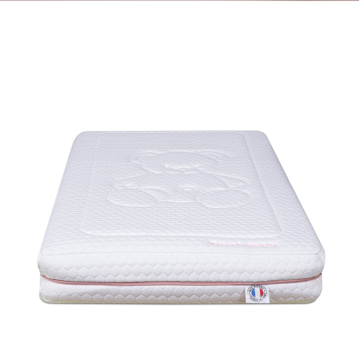 Matelas Mousse bébé Sweet Dreams Rose 60x120 cm blanc, MINEA
