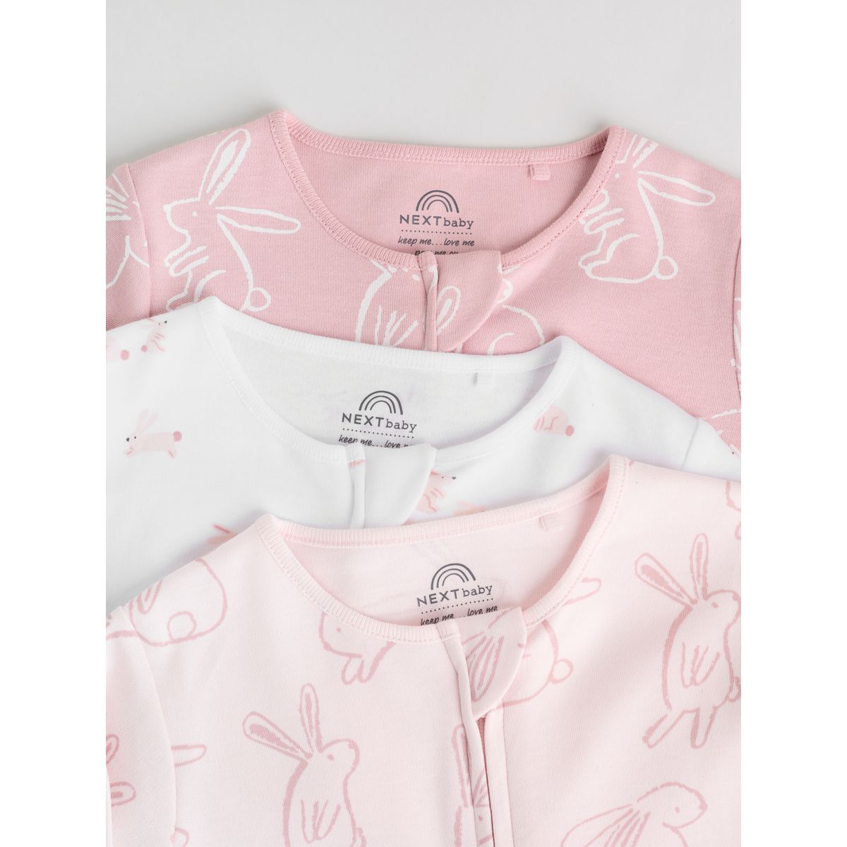 Dors-bien à zip double sens bébé, lot de 3 rose, NEXT