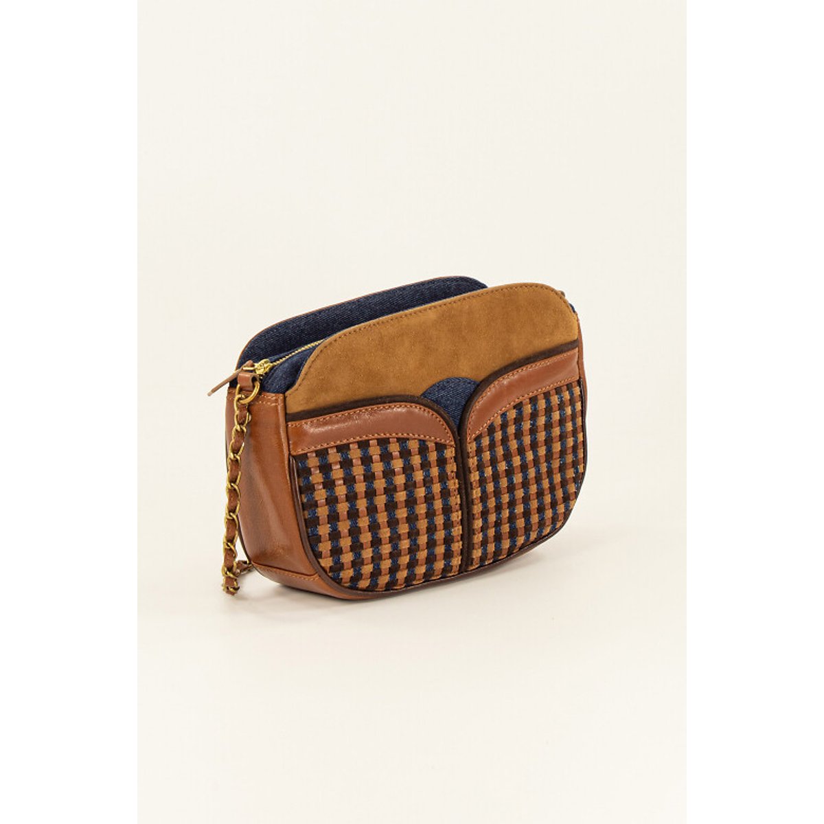 Sac à bandoulière en cuir, DIVINE camel/marine, SESSUN