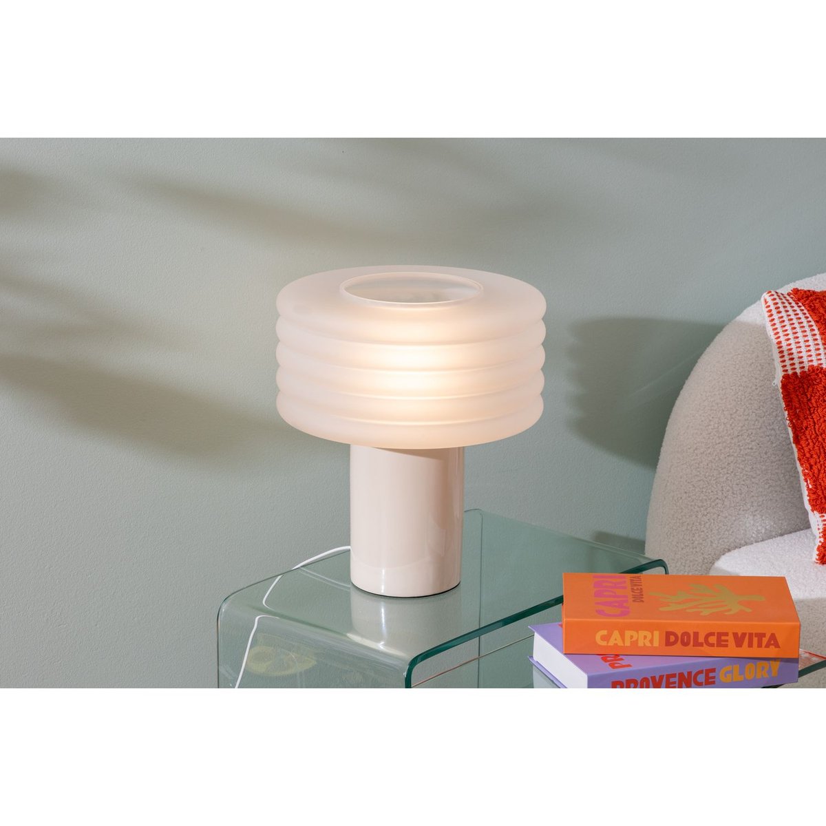 Lampe à poser en verre ASTI beige, ATMOSPHERA
