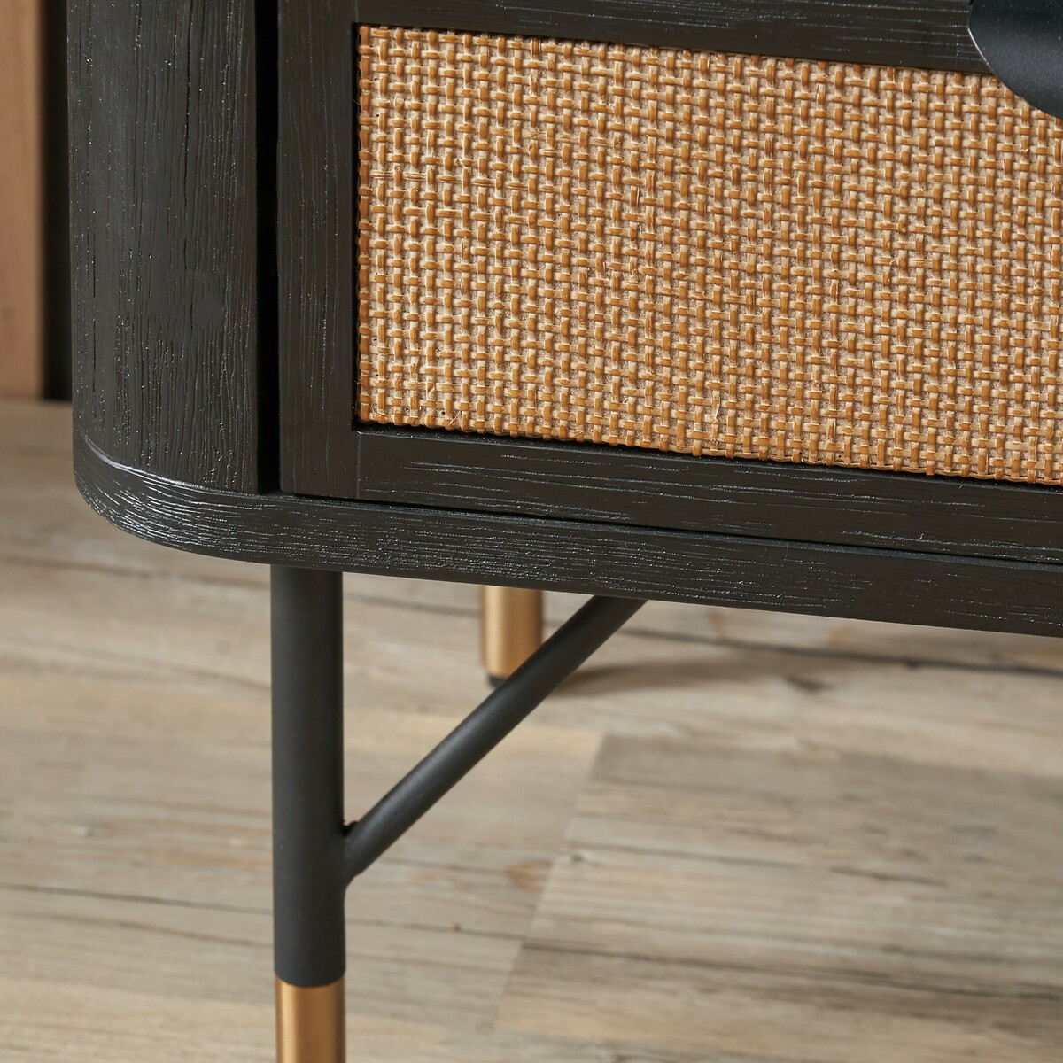 Fenix Acacia Rattan Bedside Table black/natural, ÉDITÉ