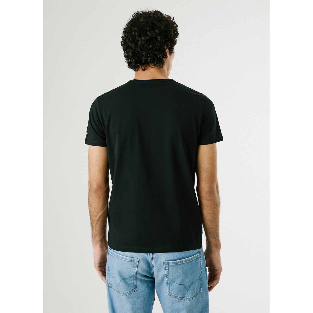 Camiseta de cuello redondo stretch Original Basic negro, PEPE JEANS