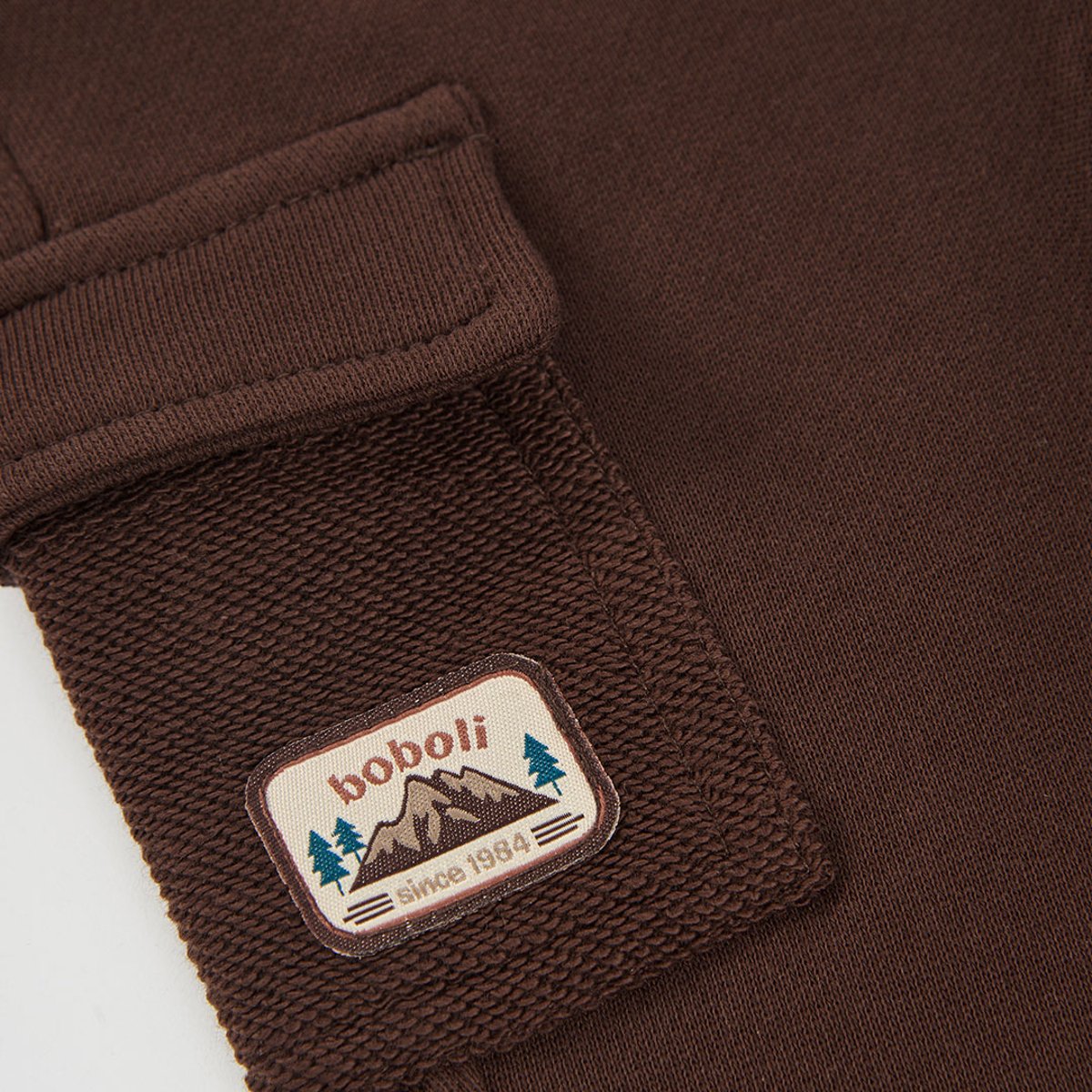 Pantalon garçon en molleton cargo marron, BOBOLI