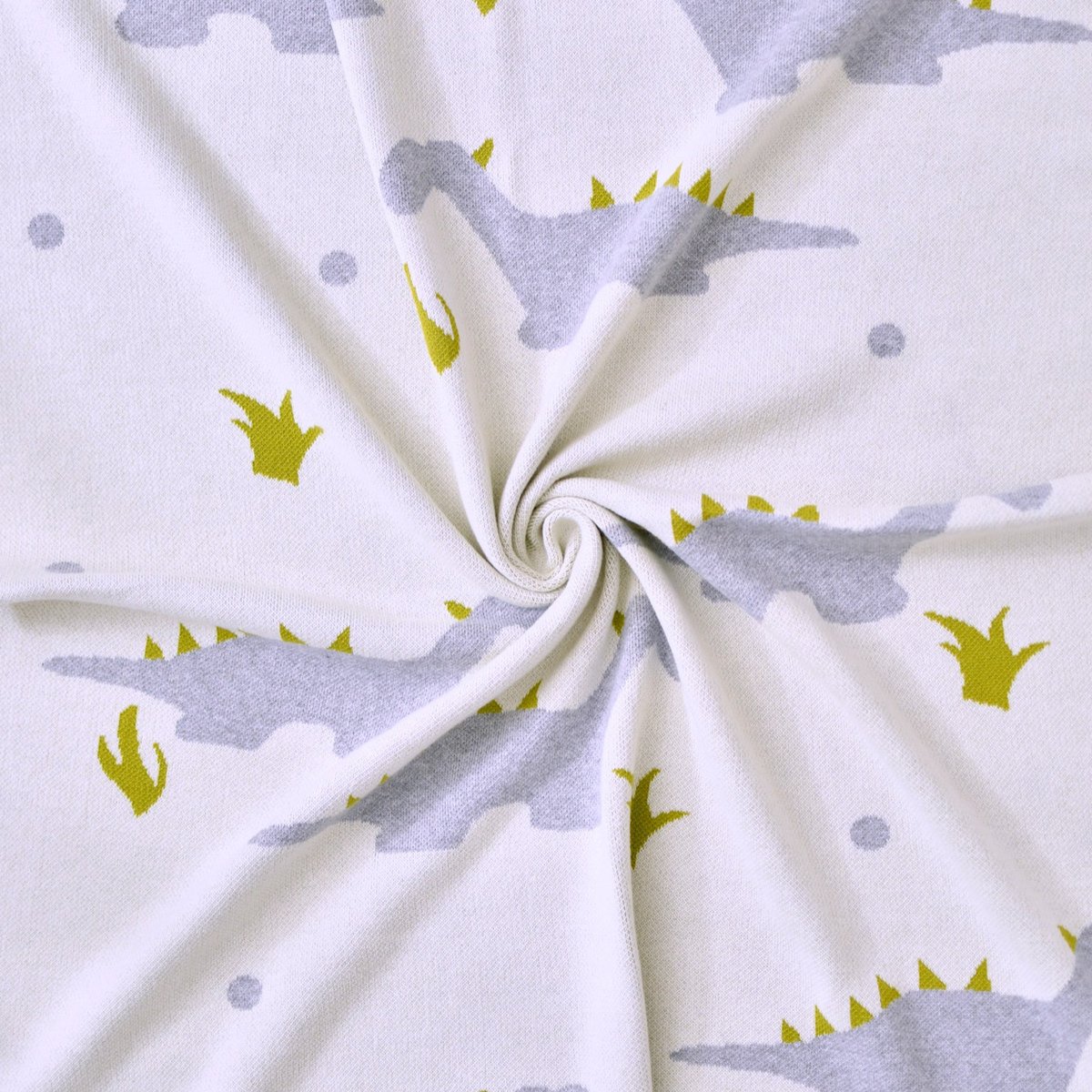Couverture plaid en coton bio TRICOT écru, dino, SEVIRA KIDS