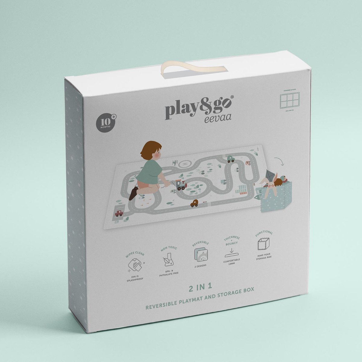play&go - tapis puzzel, boîte de rangement & mini maison - roadmap multicolor, PLAY ET GO