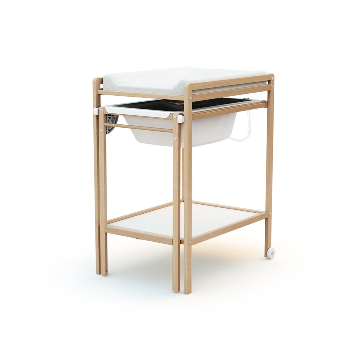 Table à Langer avec Baignoire en bois LILO hêtre verni, WEBABY